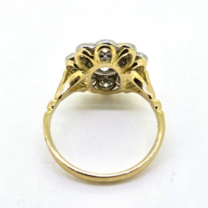 Diamond Daisy Flower Cluster Ring in Platinum to 18ct Yellow Gold