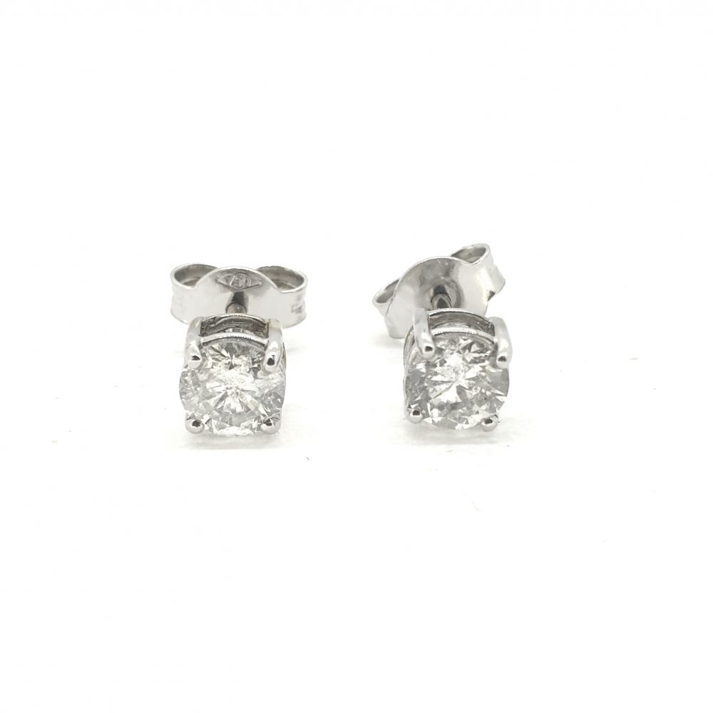 Diamond Solitaire Stud Earrings, 1.00 carat total