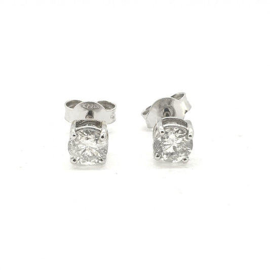 Diamond Solitaire Stud Earrings, 1.00 carat total