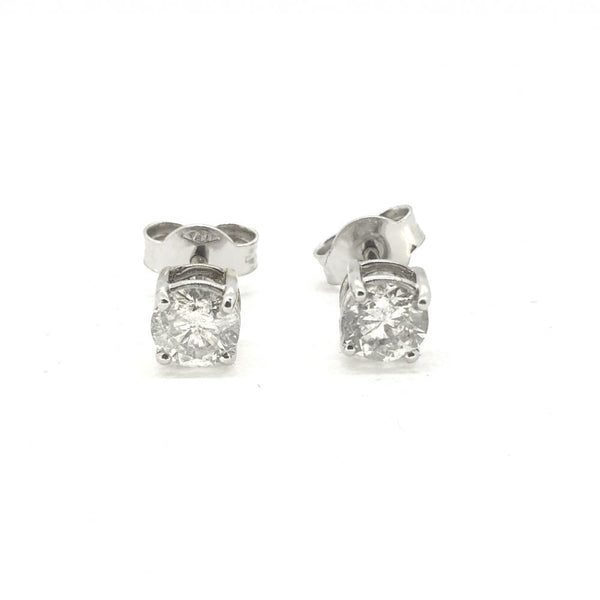 Diamond Solitaire Stud Earrings, 1.00 carat total