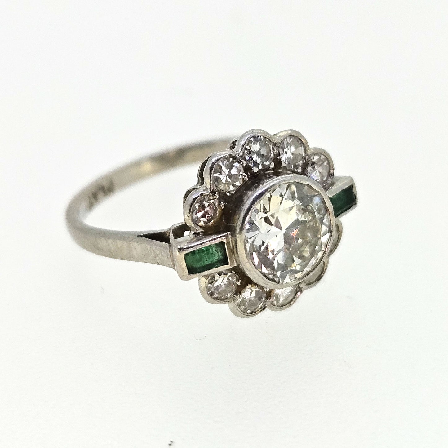 Emerald and Diamond Cluster est. 1ct Platinum 