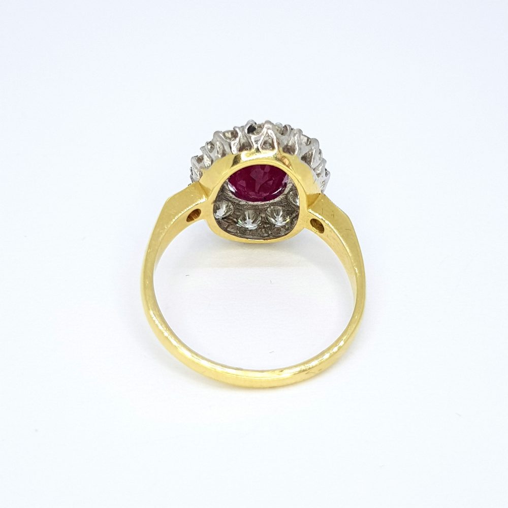 Ruby and Diamond Oval Cluster Ring