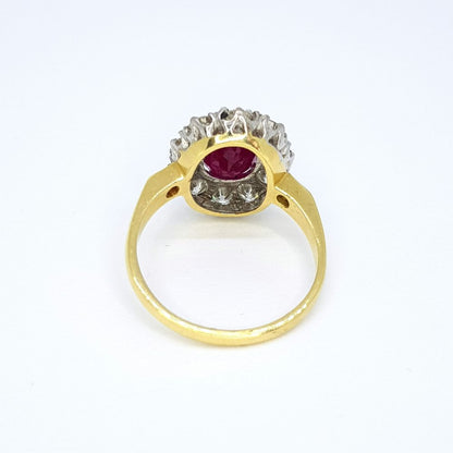 Ruby and Diamond Oval Cluster Ring