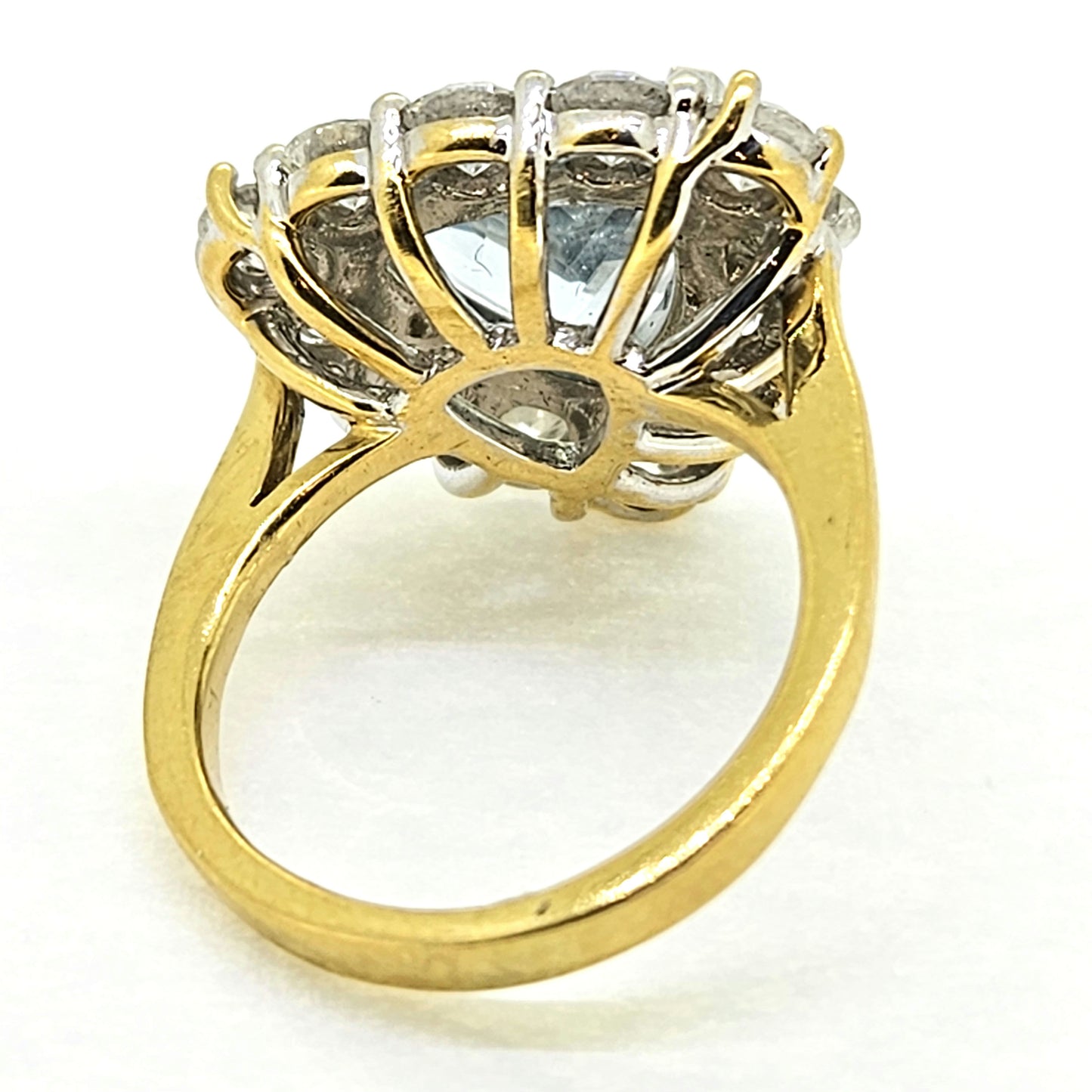3ct Triangular Aquamarine and 2ct Diamond Cluster Ring