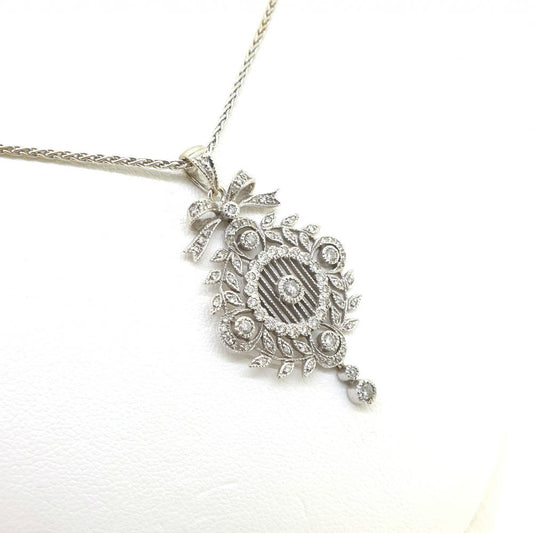 Decorative Diamond Pendant with Chain Bow Openwork Circle