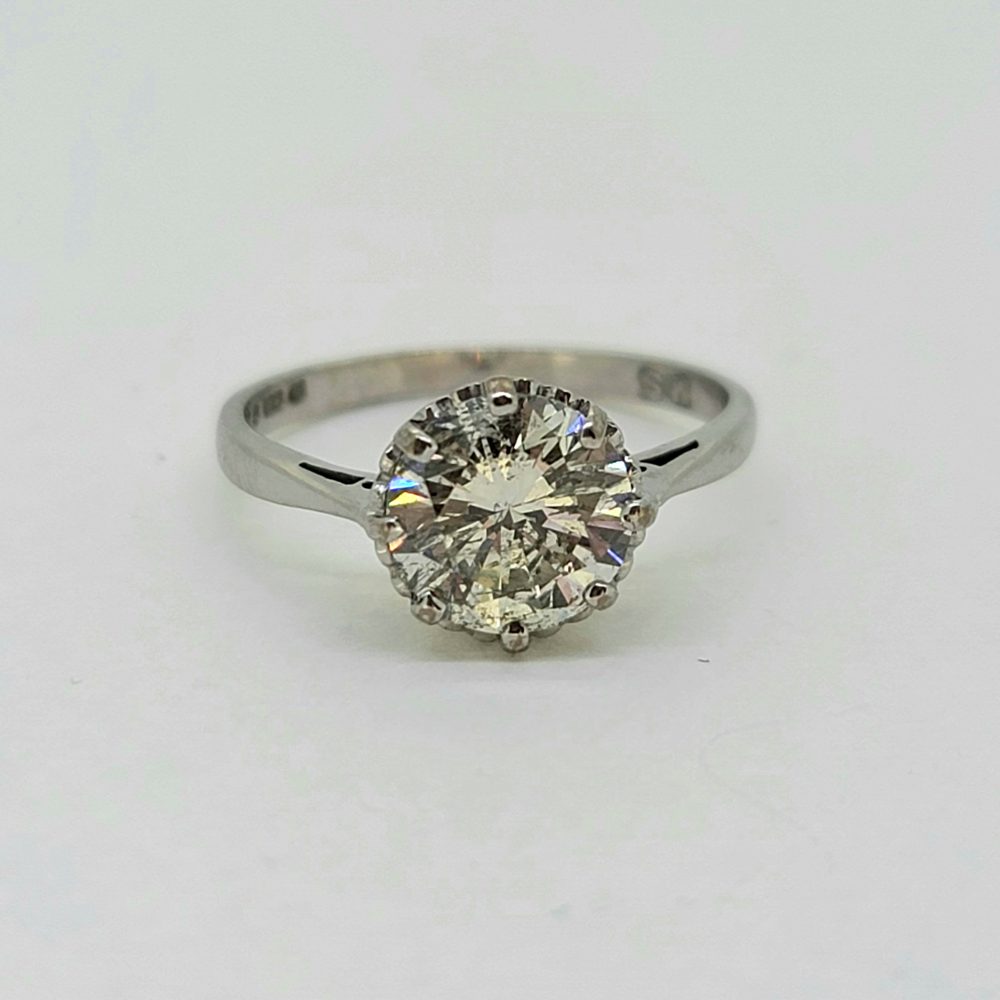 Vintage 1.71ct Diamond Solitaire Engagement Ring in 18ct White Gold Hallmark 1976