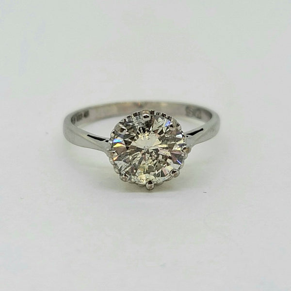 Vintage 1.71ct Diamond Solitaire Engagement Ring in 18ct White Gold Hallmark 1976