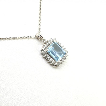 Aquamarine and Diamond Cluster Pendant