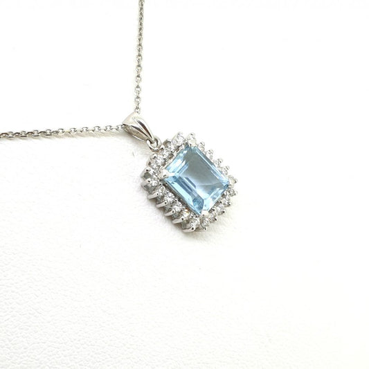 Aquamarine and Diamond Cluster Pendant