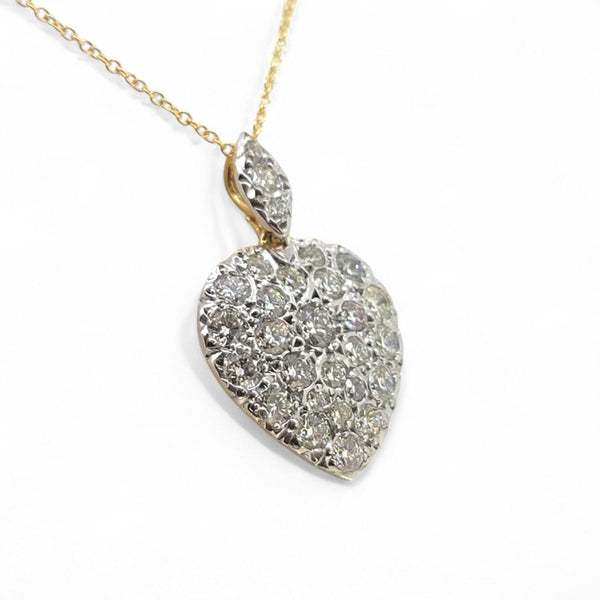 2ct Diamond Set Heart Pendant Necklace, heart shaped pendant pave set with 2 carats of sparkling diamonds in silver to yellow gold