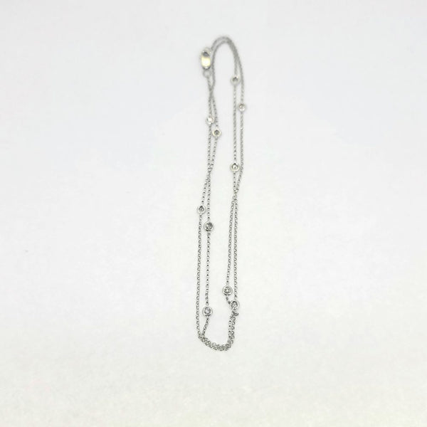 0.60ct Diamond Spectacle Set 18ct White Gold Chain Necklace, elegant 18ct white gold trace chain with ten round brilliant-cut diamonds