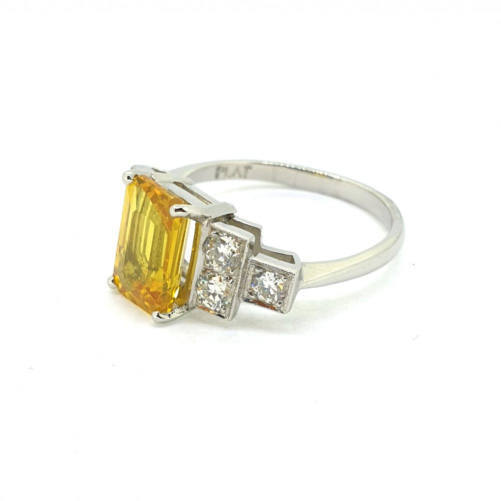 3ct Yellow Sapphire and Diamond Dress Ring in Platinum