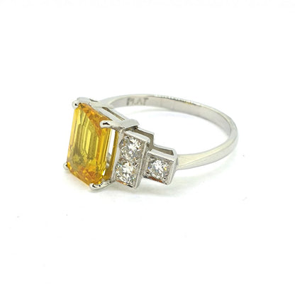 3ct Yellow Sapphire and Diamond Dress Ring in Platinum