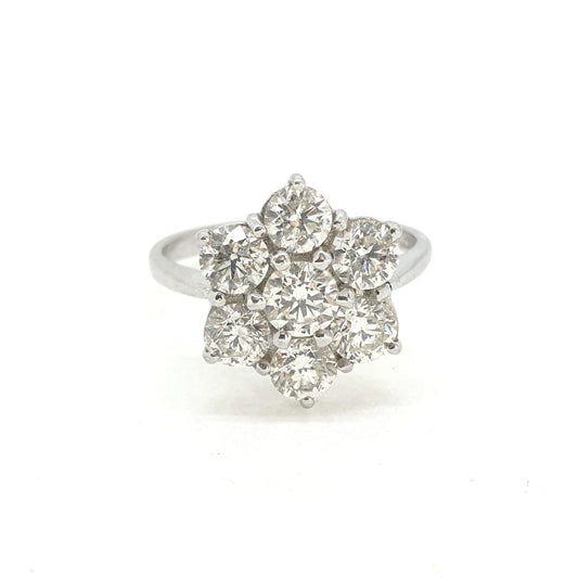 Diamond Daisy Flower Cluster Ring, 2.30 carat total
