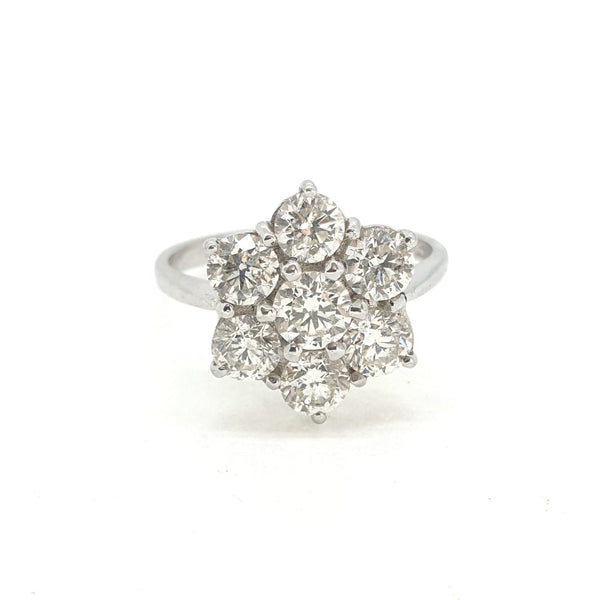 Diamond Daisy Flower Cluster Ring, 2.30 carat total