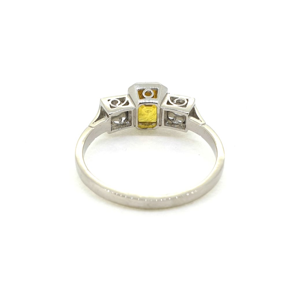 1.25ct Yellow Sapphire and Diamond Trilogy Ring in Platinum