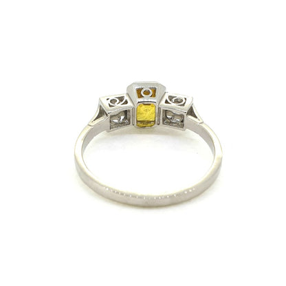 1.25ct Yellow Sapphire and Diamond Trilogy Ring in Platinum