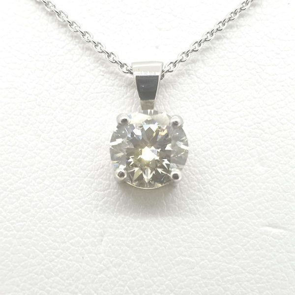 Single Stone 1.32ct Diamond Solitaire Pendant with Chain in Platinum