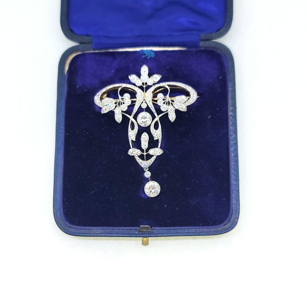 Art Nouveau Antique Diamond Pendant come Brooch