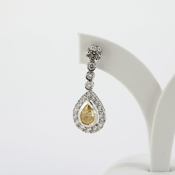 GIA Certified Fancy Yellow Diamond Cluster Drop Earrings