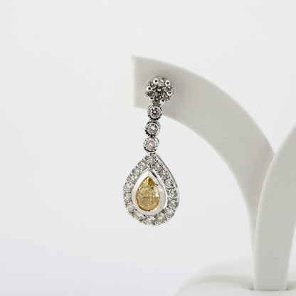 GIA Certified Fancy Yellow Diamond Cluster Drop Earrings