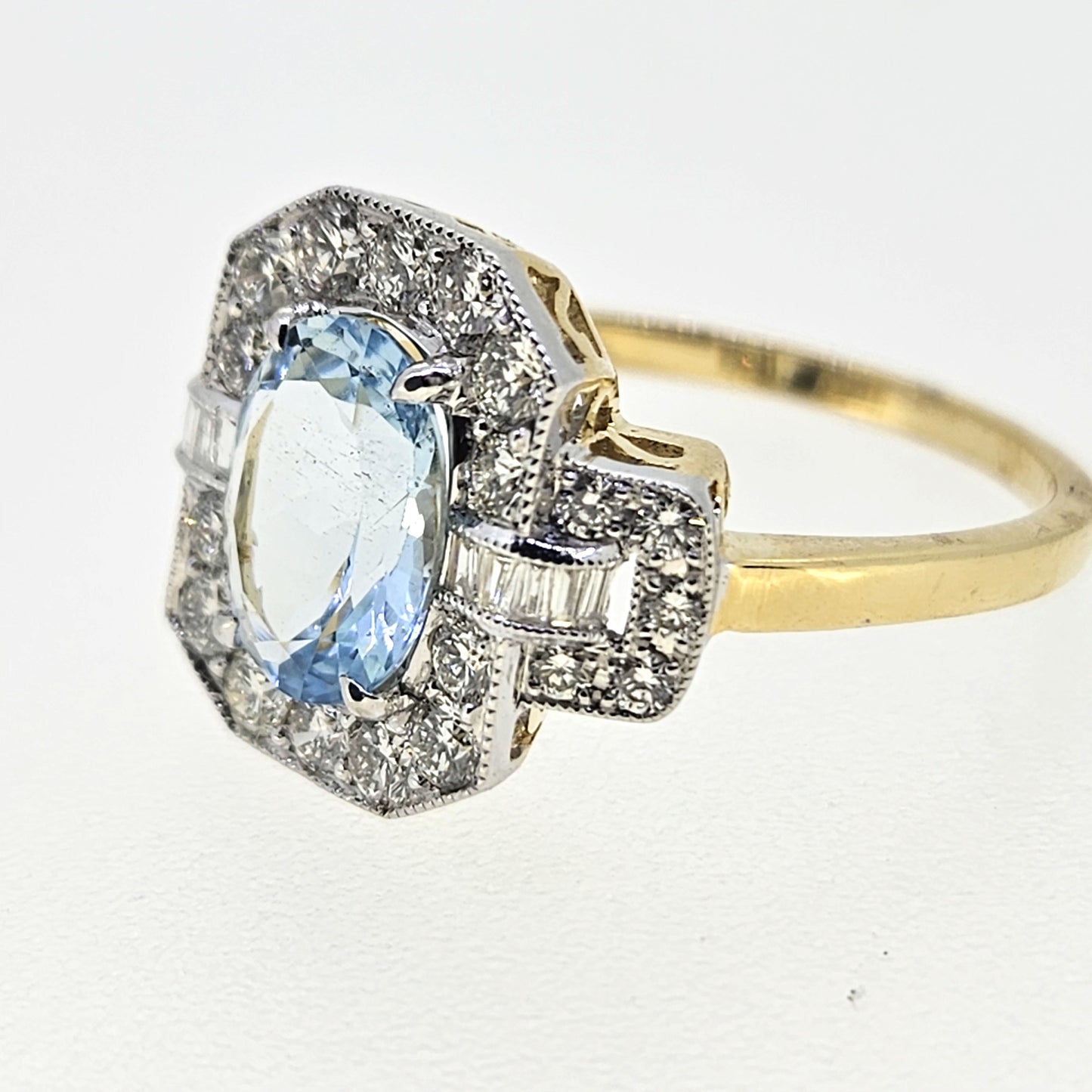 Aquamarine and Diamond Cluster Ring A1.30 D.72