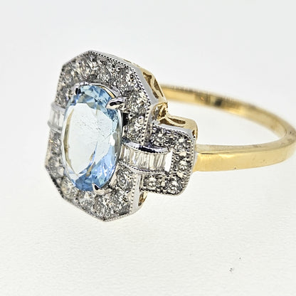 Aquamarine and Diamond Cluster Ring A1.30 D.72