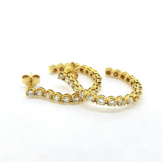 Diamond Hoop Earrings in 18ct Yellow Gold, claw set with 2.00 carats of round brilliant-cut diamonds, G colour, SI1 clarity