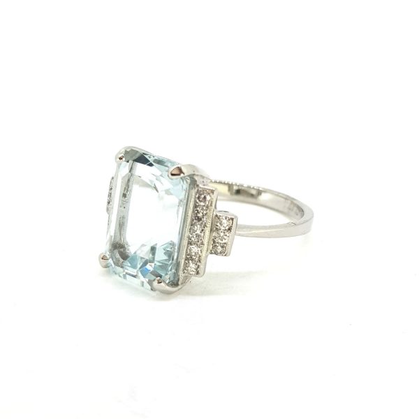 6ct Aquamarine and Diamond Dress Ring in Platinum