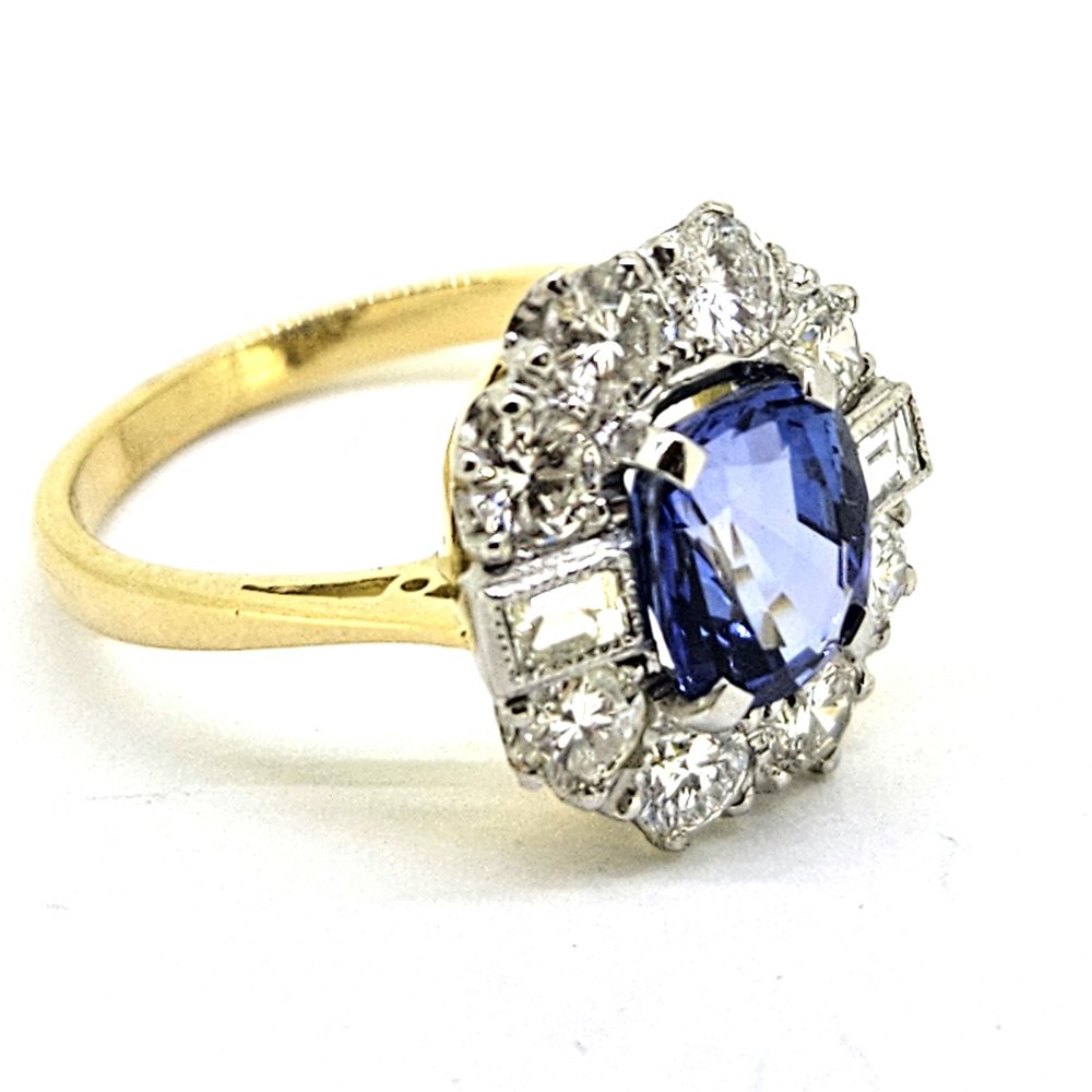 2.25ct Sapphire and Diamond Cluster Engagement Ring