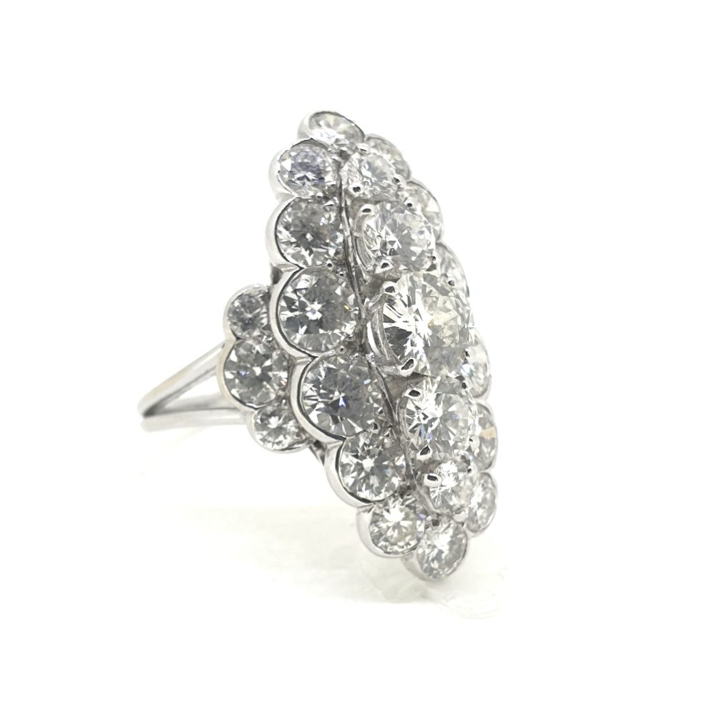 Navette Shaped Diamond Cluster Ring, 5.50 carats