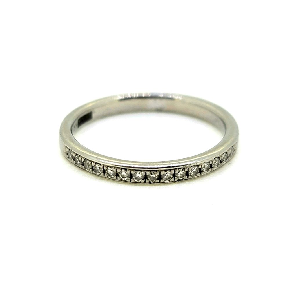 Diamond Set Platinum Half Eternity Band Ring