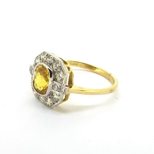 1.50ct Yellow Sapphire and Diamond Cluster Ring