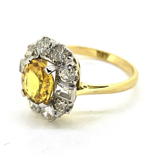 2.20ct Yellow Sapphire and Diamond Cluster Engagement Ring