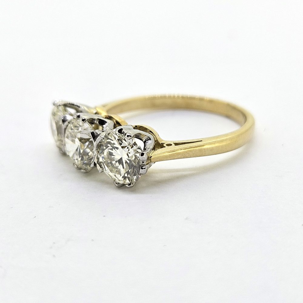 Diamond Three Stone Trilogy Engagement Ring in 18ct and Platinum, 2 .76 carats
