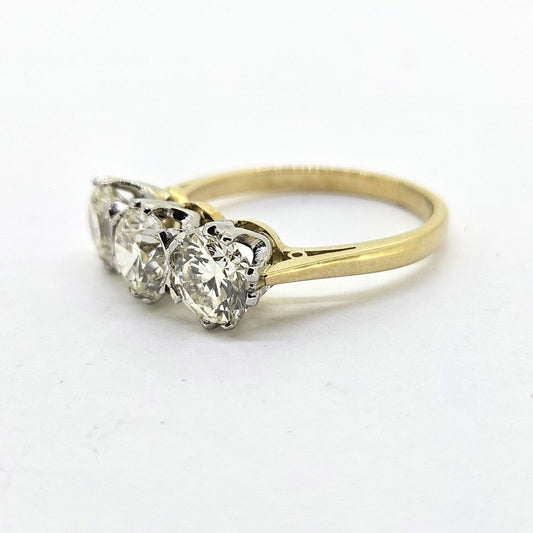 Diamond Three Stone Trilogy Engagement Ring in 18ct and Platinum, 2 .76 carats