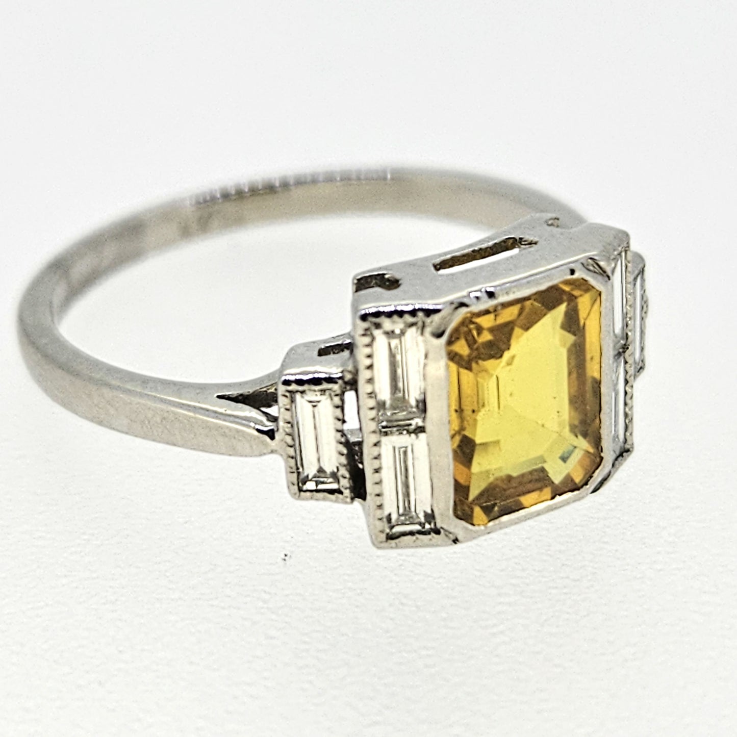 1.70ct Yellow Sapphire and Diamond Engagement Ring in Platinum