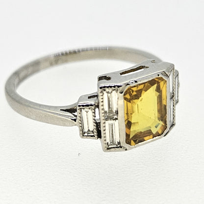 1.70ct Yellow Sapphire and Diamond Engagement Ring in Platinum