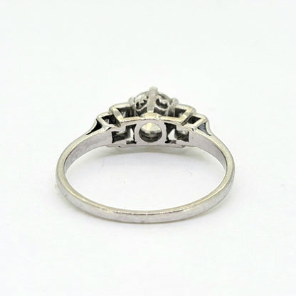 Art Deco 0.65ct Diamond Solitaire Engagement Ring with Baguette Sides in Platinum