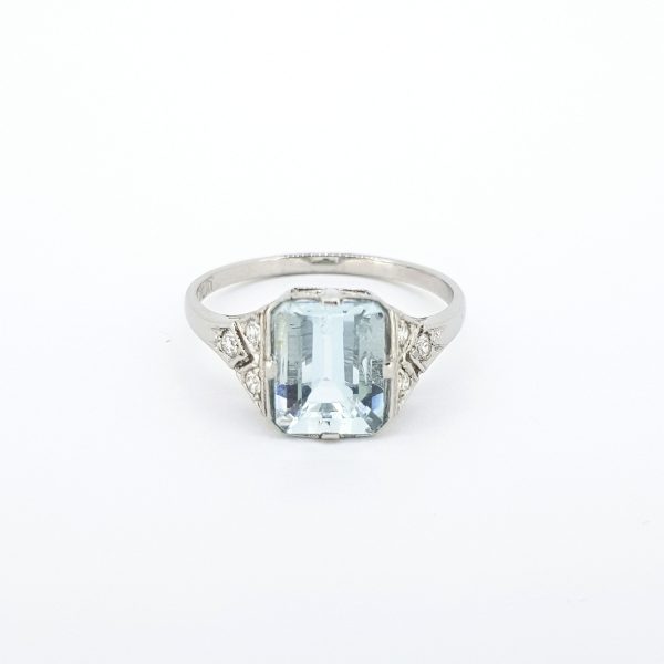 2.15ct Aquamarine and Diamond Cluster Dress Ring in Platinum