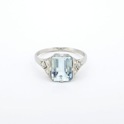2.15ct Aquamarine and Diamond Cluster Dress Ring in Platinum