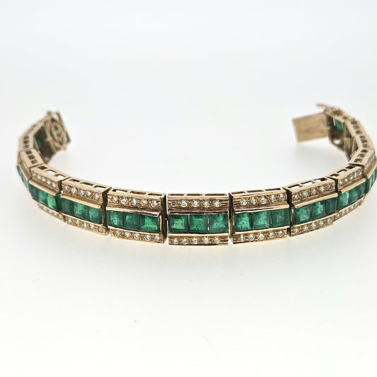 Emerald and Diamond Bracelet Emerald Est. 9.0cts  Diamond Est 3.0 cts