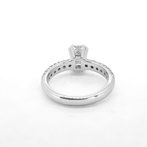 1ct Emerald Cut Diamond Engagement Ring with Pave Shoulders
