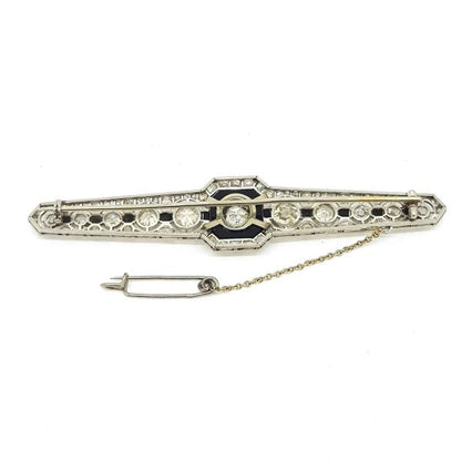 Vintage Onyx and Diamond Brooch