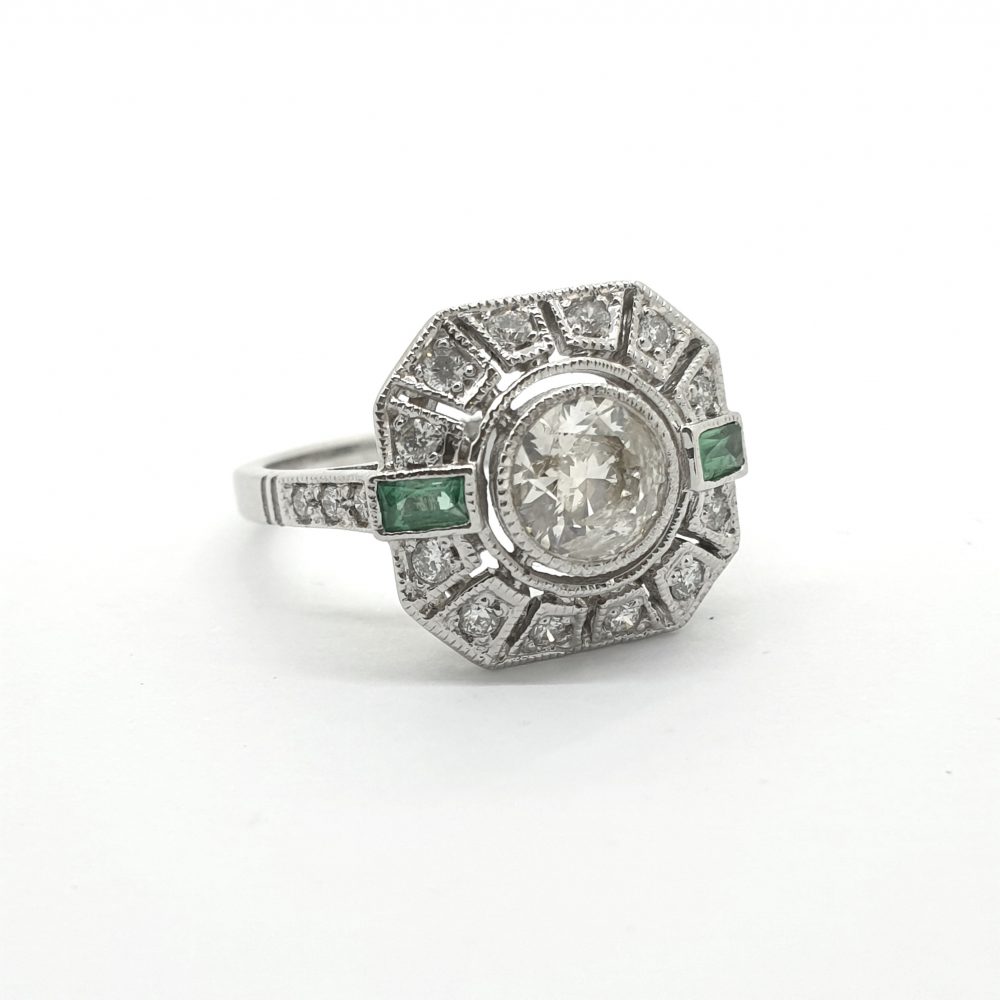 Vintage Emerald and Diamond Cluster Dress Ring