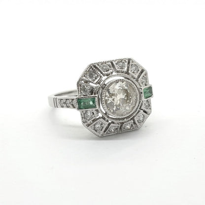 Vintage Emerald and Diamond Cluster Dress Ring