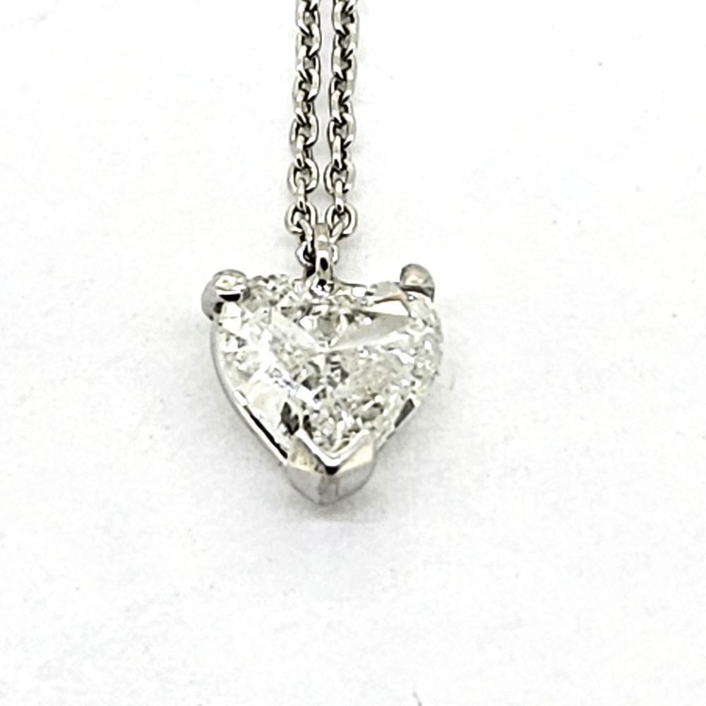 1ct Diamond Solitaire Heart Pendant in Platinum
