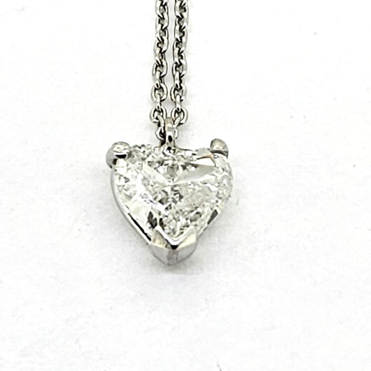 1ct Diamond Solitaire Heart Pendant in Platinum
