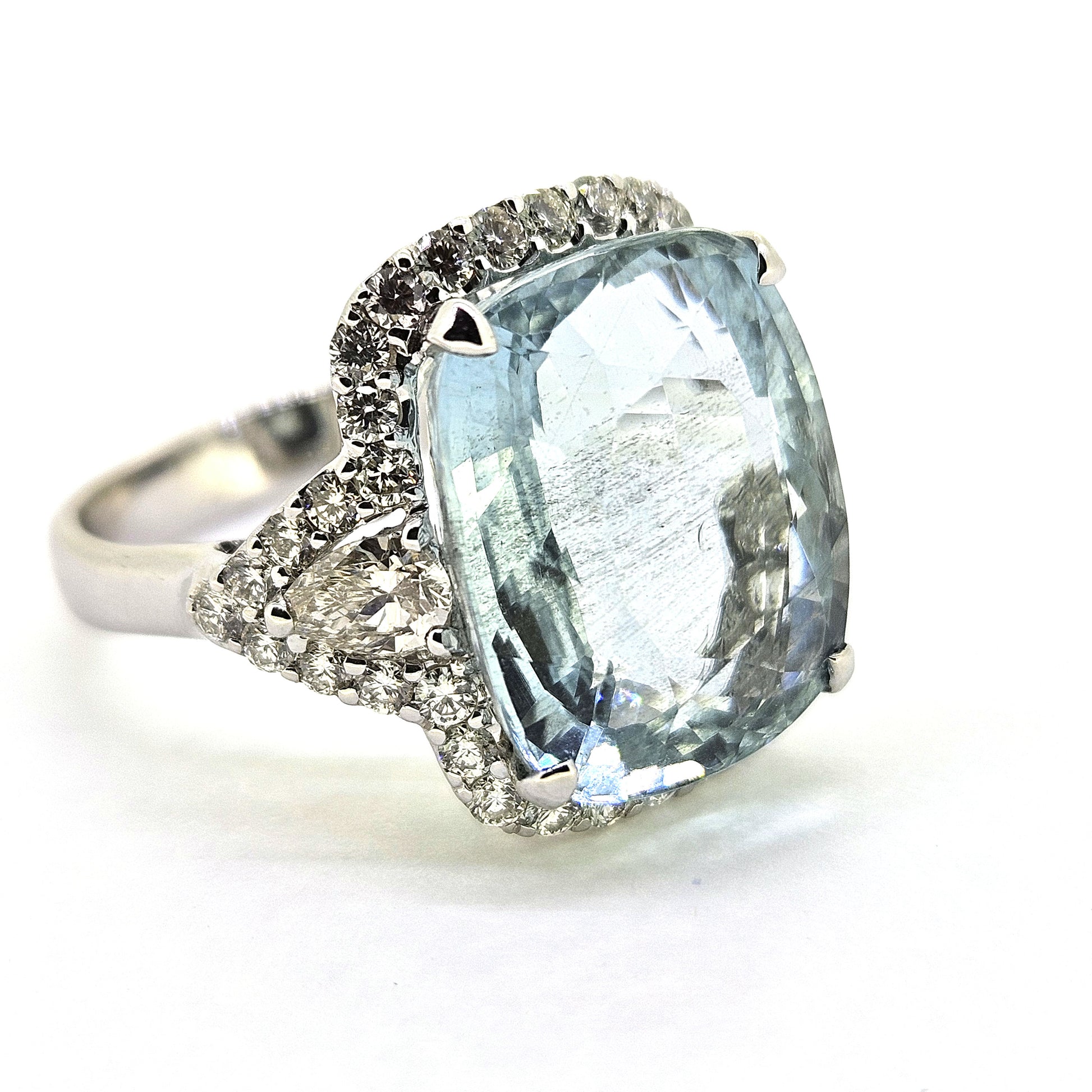 10.20ct Aquamarine and Diamond Cluster Statement Ring