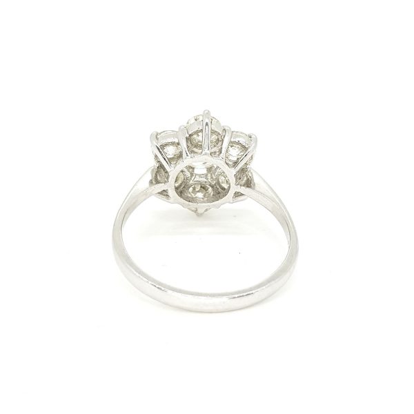 Diamond Daisy Floral Cluster Ring in 18ct White Gold, 2.30 carats
